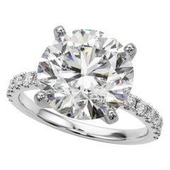 GIA 5.01ct Round Solitaire with Half Eternity 18K White Gold Diamond Ring