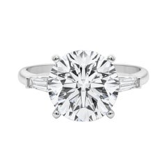 GIA 5,01ct Runde Drei-Stein konisch Baguette 18K Weißgold Diamantring