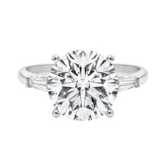 GIA 5,01ct Runde Drei-Stein konisch Baguette 18K Weißgold Diamantring