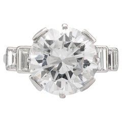 GIA 5.02 carat round brilliant cut diamond platinum engagement ring
