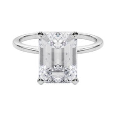 GIA 5,02ct Smaragd Slim Band Prong Set Solitär 18K Weißgold Diamantring
