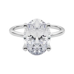 GIA 5,02ct Oval Slim Band Prong Set Solitaire in oro bianco 18K Diamond Ring