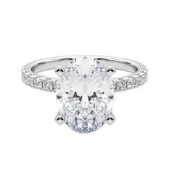 GIA 5,02ct Oval Solitär mit halber Ewigkeit 18K Weißgold Diamantring