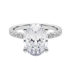 GIA 5,02ct Oval Solitär mit halber Ewigkeit 18K Weißgold Diamantring