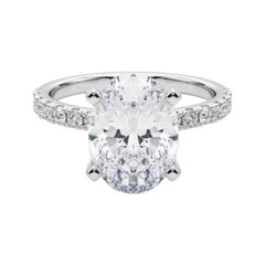 GIA 5.02ct Oval Solitaire with Half Eternity 18K White Gold Diamond Ring
