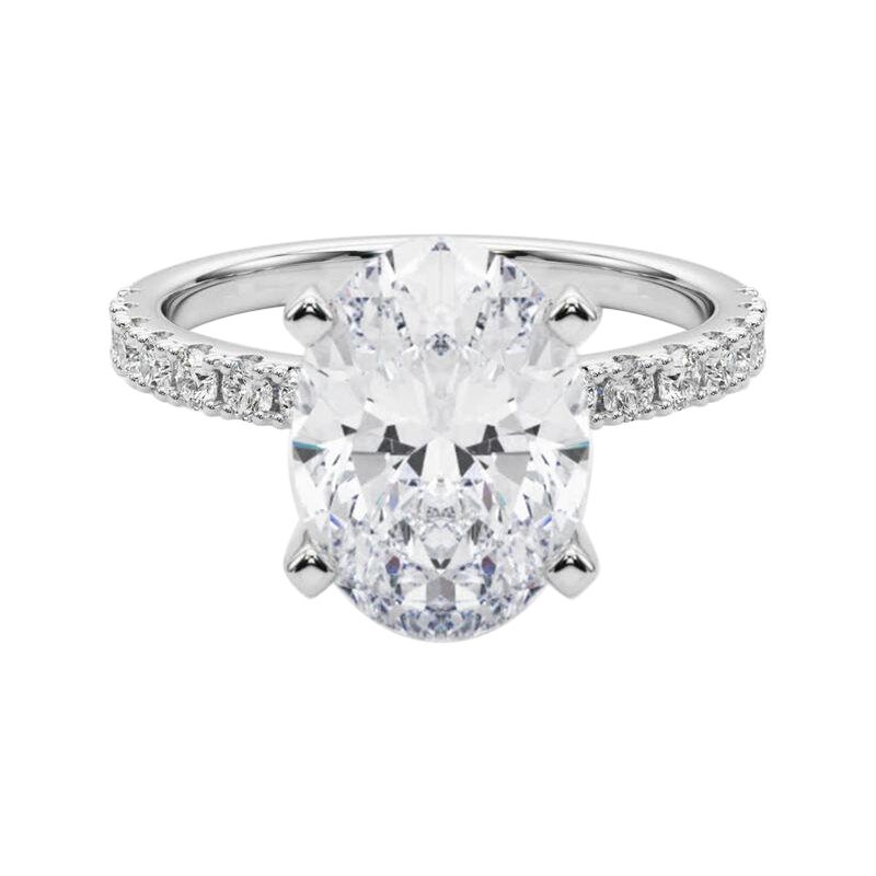 GIA 5.02ct Oval Solitaire with Half Eternity 18K White Gold Diamond Ring