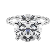 GIA 5,02ct Anello con diamante rotondo a fascia sottile con solitario incastonato in oro bianco 18 carati