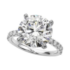 GIA 5,02ct Solitario rotondo con mezza eternità Anello con diamanti in oro bianco 18 carati