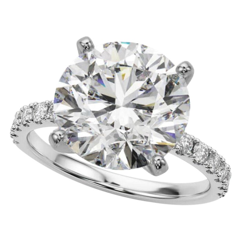 GIA 5,02ct Solitario rotondo con mezza eternità Anello con diamanti in oro bianco 18 carati