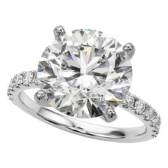 GIA 5,02ct Runde Solitär mit halber Ewigkeit 18K Weißgold Diamantring