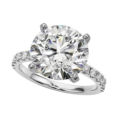 GIA 5.02ct Round Solitaire with Half Eternity 18K White Gold Diamond Ring