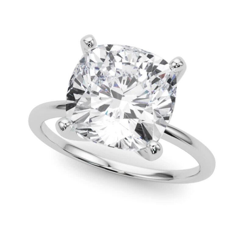 Taglio cuscino GIA 5,03ct Cushion Slim Band Prong Set Solitaire in oro bianco 18K Diamond Ring