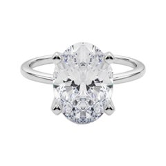 GIA 5,03ct Oval Slim Band Prong Set Solitaire in oro bianco 18K Diamond Ring