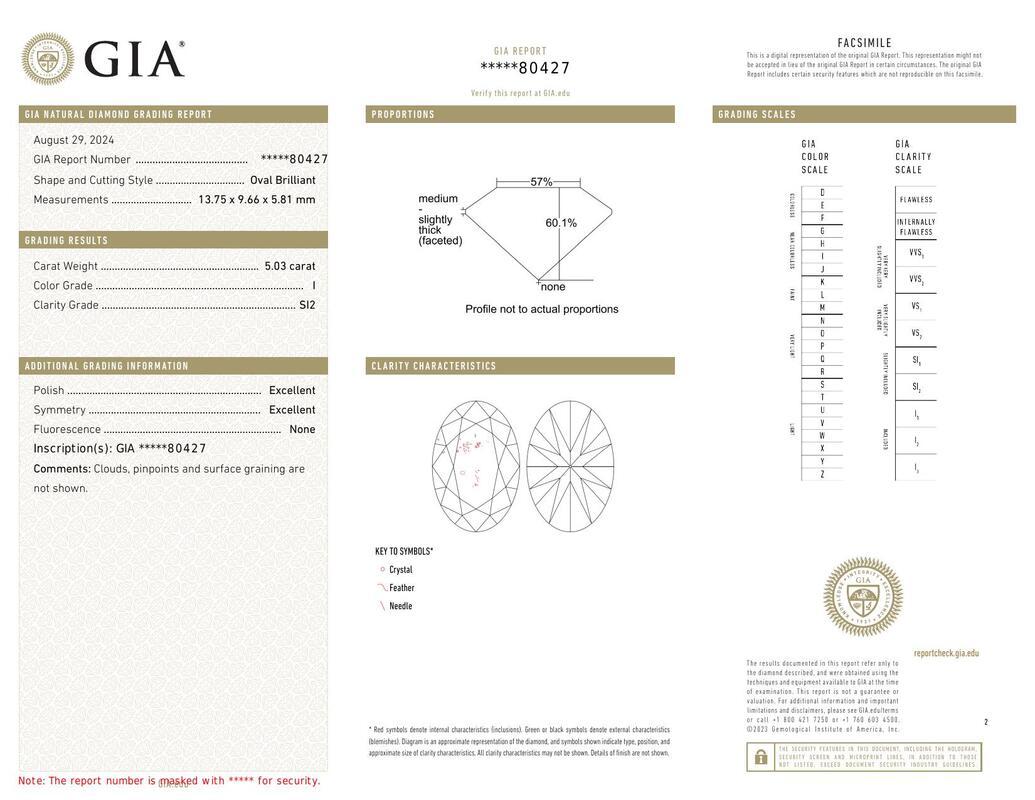 Contemporaneo GIA 5,03ct Solitario ovale con mezza eternità in oro bianco 18 carati in vendita