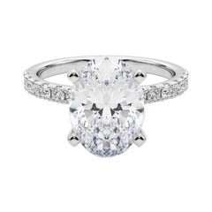 GIA 5,03ct Oval Solitär mit halber Ewigkeit 18K Weißgold Diamantring