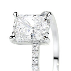 GIA 5.03ct Radiant Cut Natural Diamond Ring 18K White Gold I SI2 Clarity