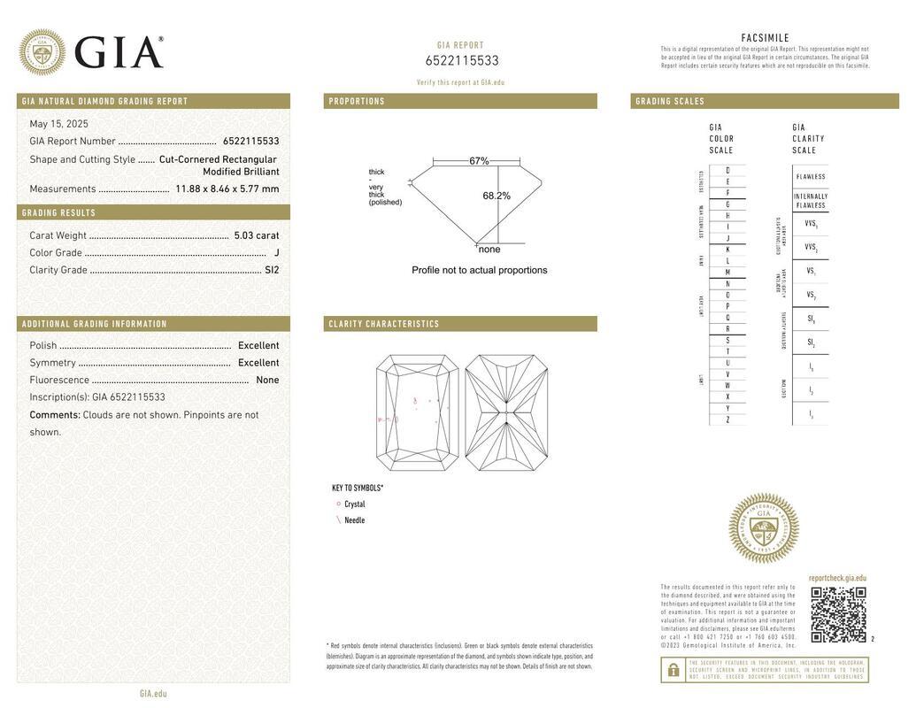 GIA 5,03ct Radiant Slim Band Prong Set Solitär 18K Weißgold Diamantring (Zeitgenössisch)