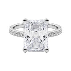 GIA 5.03ct Radiant Solitaire with Half Eternity 18K White Gold Diamond Ring