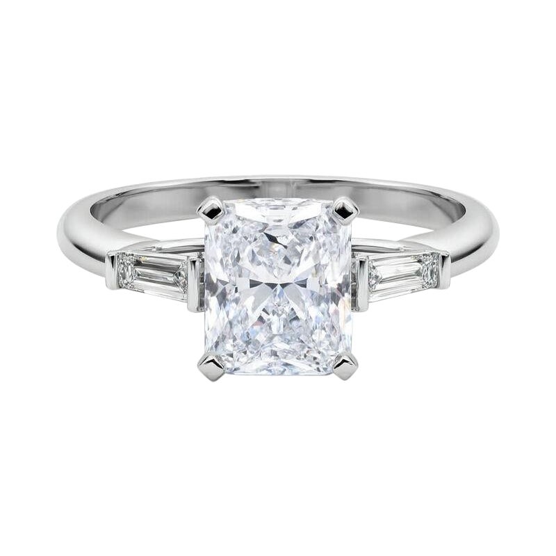 GIA 5,03ct Radiant Drei-Stein konisch Baguette 18K Weißgold Diamantring