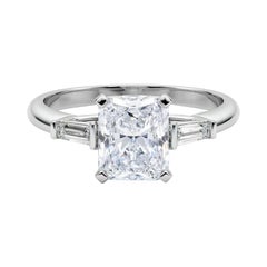 GIA 5,03ct Radiant Drei-Stein konisch Baguette 18K Weißgold Diamantring