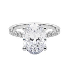GIA 5,04ct Oval Solitär mit halber Ewigkeit 18K Weißgold Diamantring