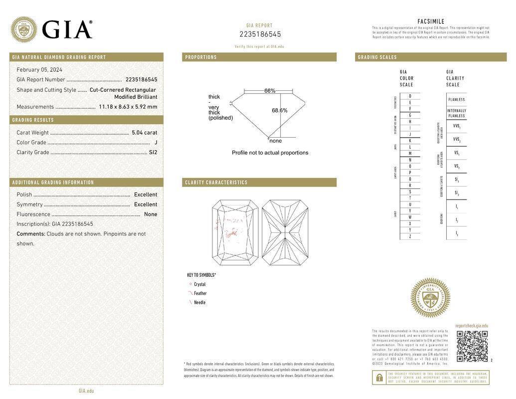 GIA 5,04ct Radiant Slim Band Prong Set Solitär 18K Weißgold Diamantring (Zeitgenössisch) im Angebot