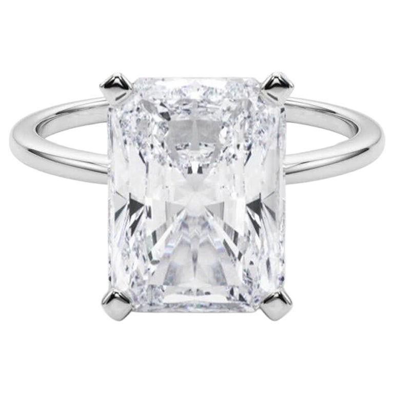 GIA 5,04ct Radiant Slim Band Prong Set Solitär 18K Weißgold Diamantring