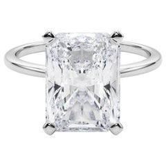 GIA 5,04ct Radiant Slim Band Prong Set Solitär 18K Weißgold Diamantring