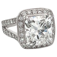 GIA 5,05 Karat Lünettenfassung Kissenschliff Diamant Verlobungsring
