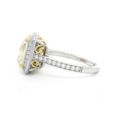 GIA 5.05 Carat Fancy Yellow VVS2 Radiant Diamond Ring in 18K Gold & Platinum