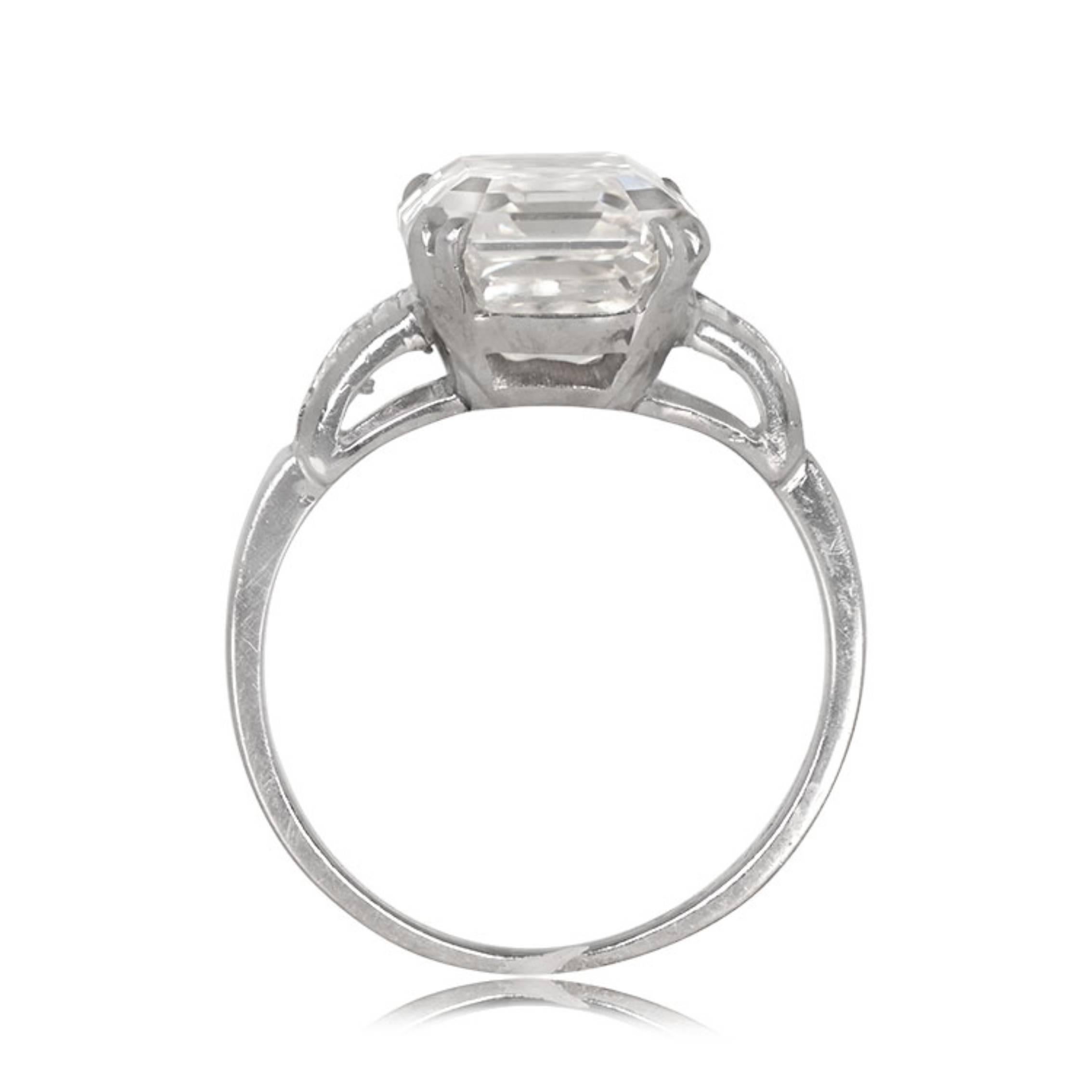 GIA 5.05ct Emerald Cut Diamond Engagement Ring, I Color, VS1 Clarity, Platinum In Excellent Condition For Sale In New York, NY