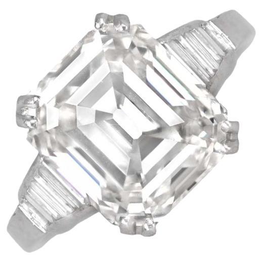 GIA 5.05ct Emerald Cut Diamond Engagement Ring, I Color, VS1 Clarity, Platinum For Sale