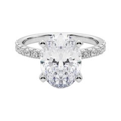 GIA 5.05ct Oval Solitaire avec Demi-Eternité Bague diamant en or blanc 18K