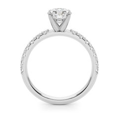 GIA 5.05ct Solitario redondo con media eternidad Anillo de diamantes de oro blanco de 18 quilates