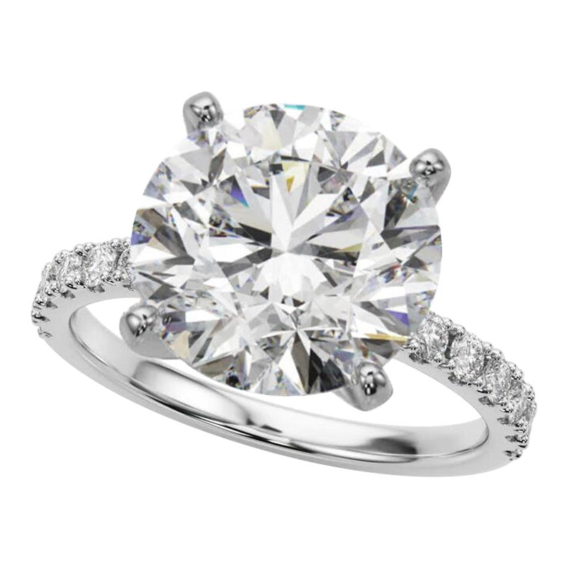 GIA 5.05ct Round Solitaire with Half Eternity 18K White Gold Diamond Ring (Bague à diamant en or blanc 18K)