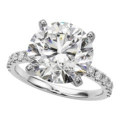 GIA 5,05ct Runder Solitär mit halber Ewigkeit 18K Weißgold Diamantring