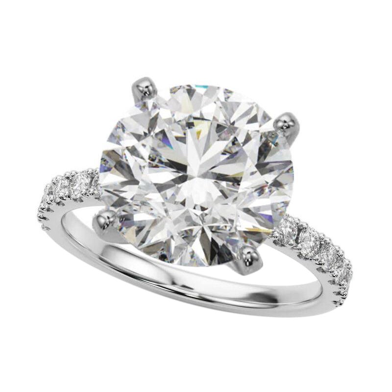 GIA 5,05ct Solitario rotondo con mezza eternità Anello con diamanti in oro bianco 18 carati