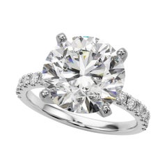 GIA 5.05ct Round Solitaire with Half Eternity 18K White Gold Diamond Ring