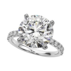 GIA 5.05ct Round Solitaire with Half Eternity 18K White Gold Diamond Ring