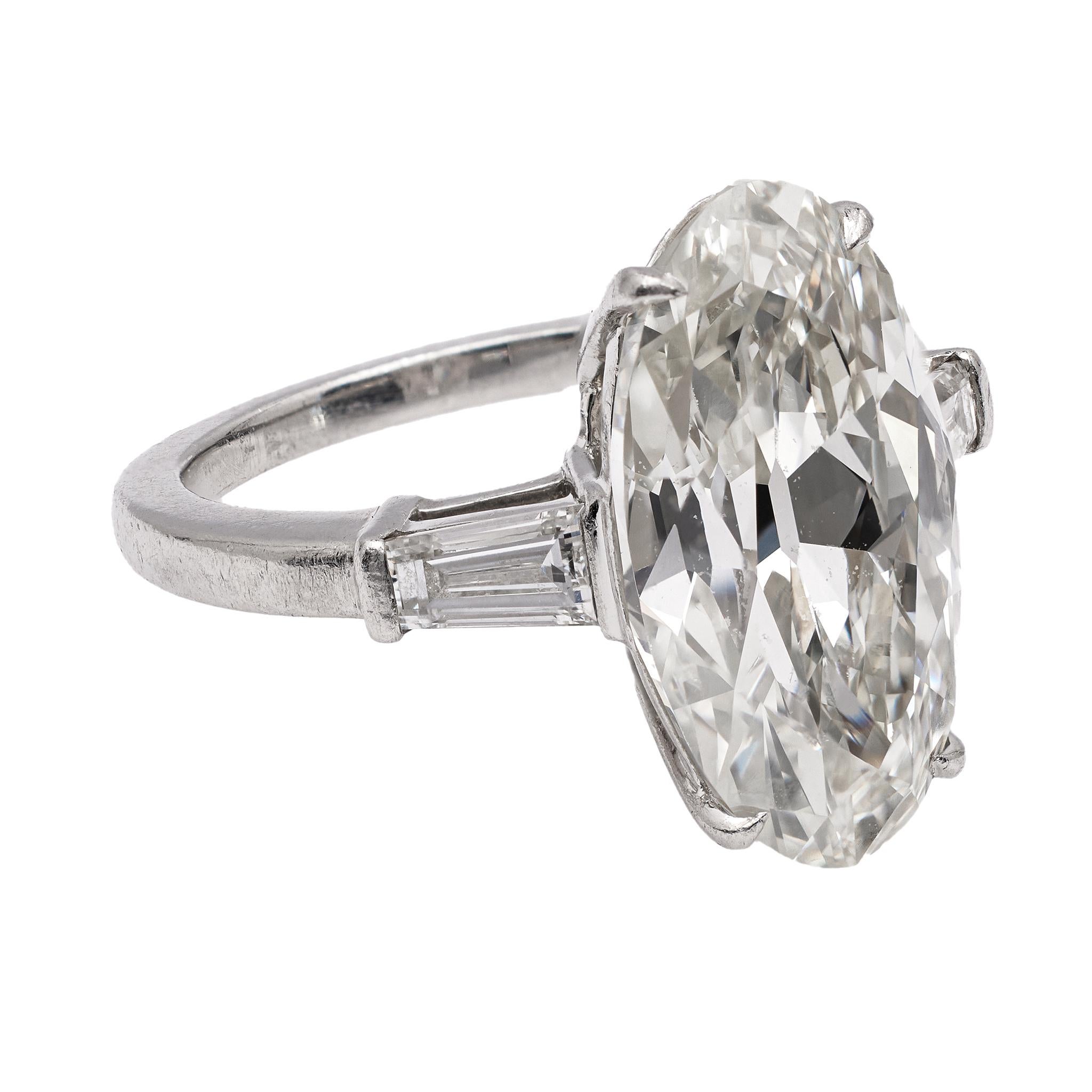 GIA 5.06 Carat Moval Cut Diamond Platinum Ring In Excellent Condition In Beverly Hills, CA