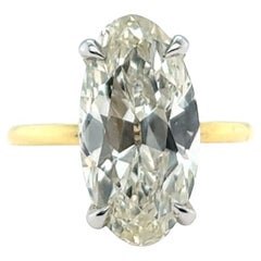 GIA 5.06 Carats Antique Oval Cut Diamond 18 Karat Yellow Gold Engagement Ring GIA 5.06 Carats Antique Oval Cut Diamond 18 Karat Yellow Gold Engagement Ring