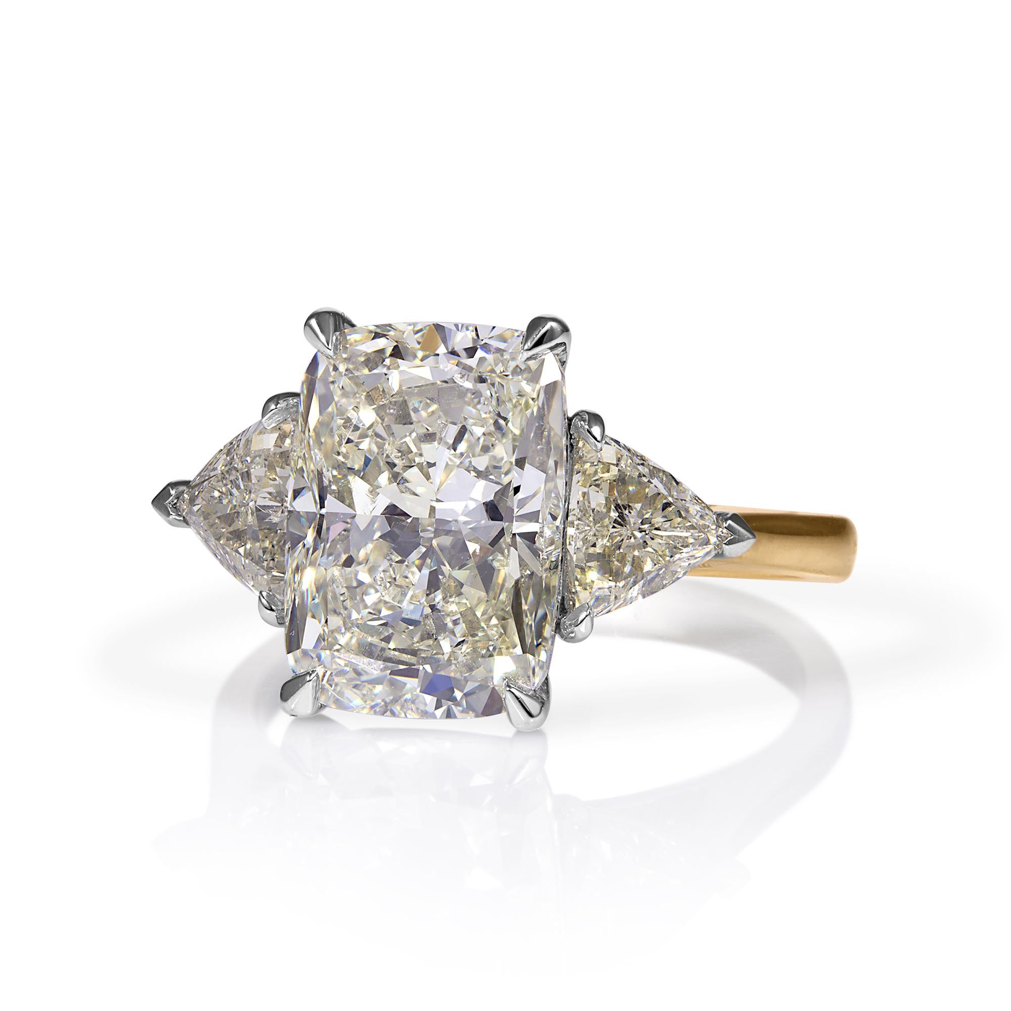 GIA 5.06ct Estate Vintage Cushion Diamond Engagement Wedding 18k Yell Gold Plat In Good Condition In New York, NY