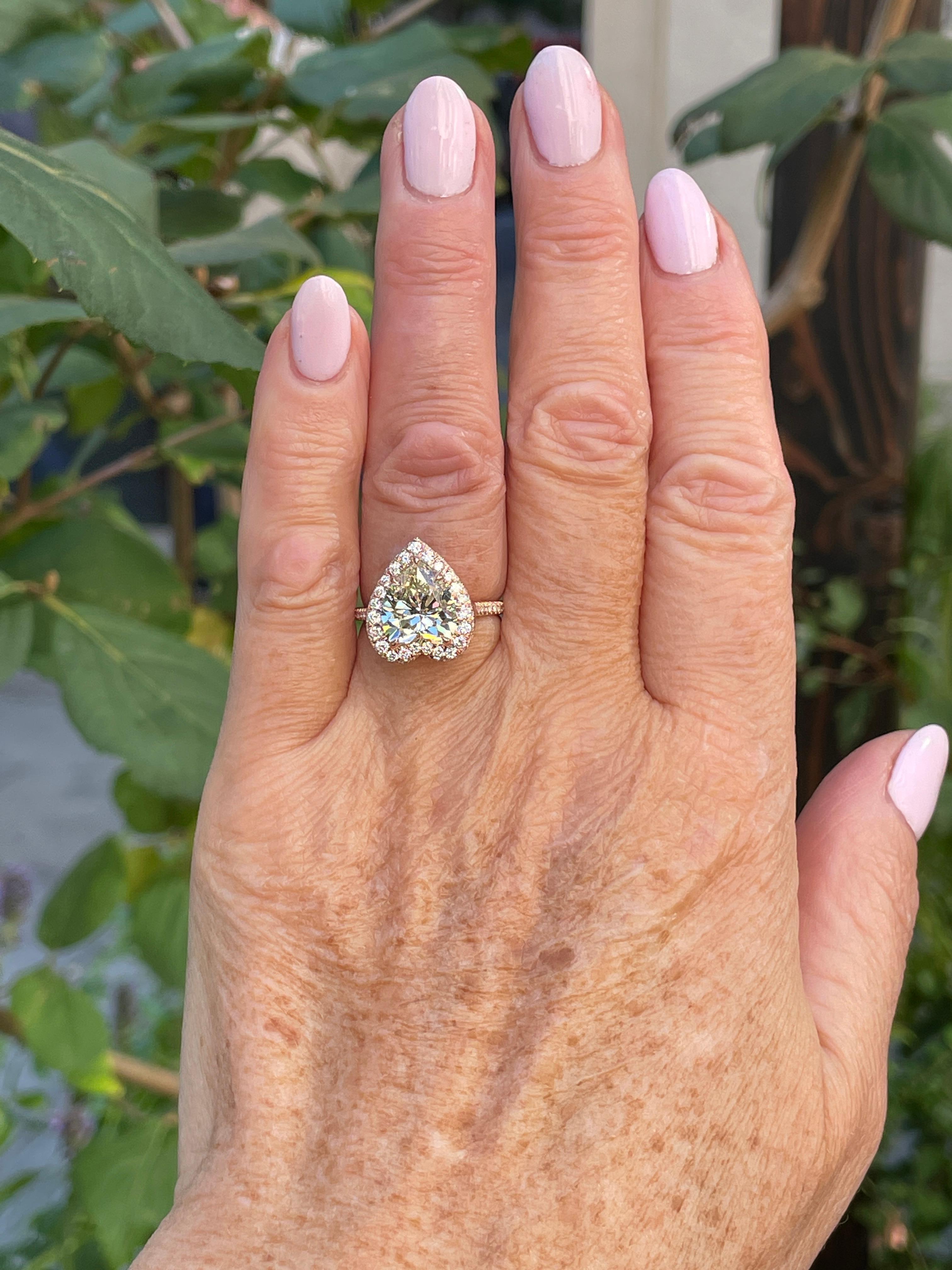 GIA  5.06ct Estate Vintage Heart Diamond Engagement Wedding  Rose Gold Ring For Sale 3