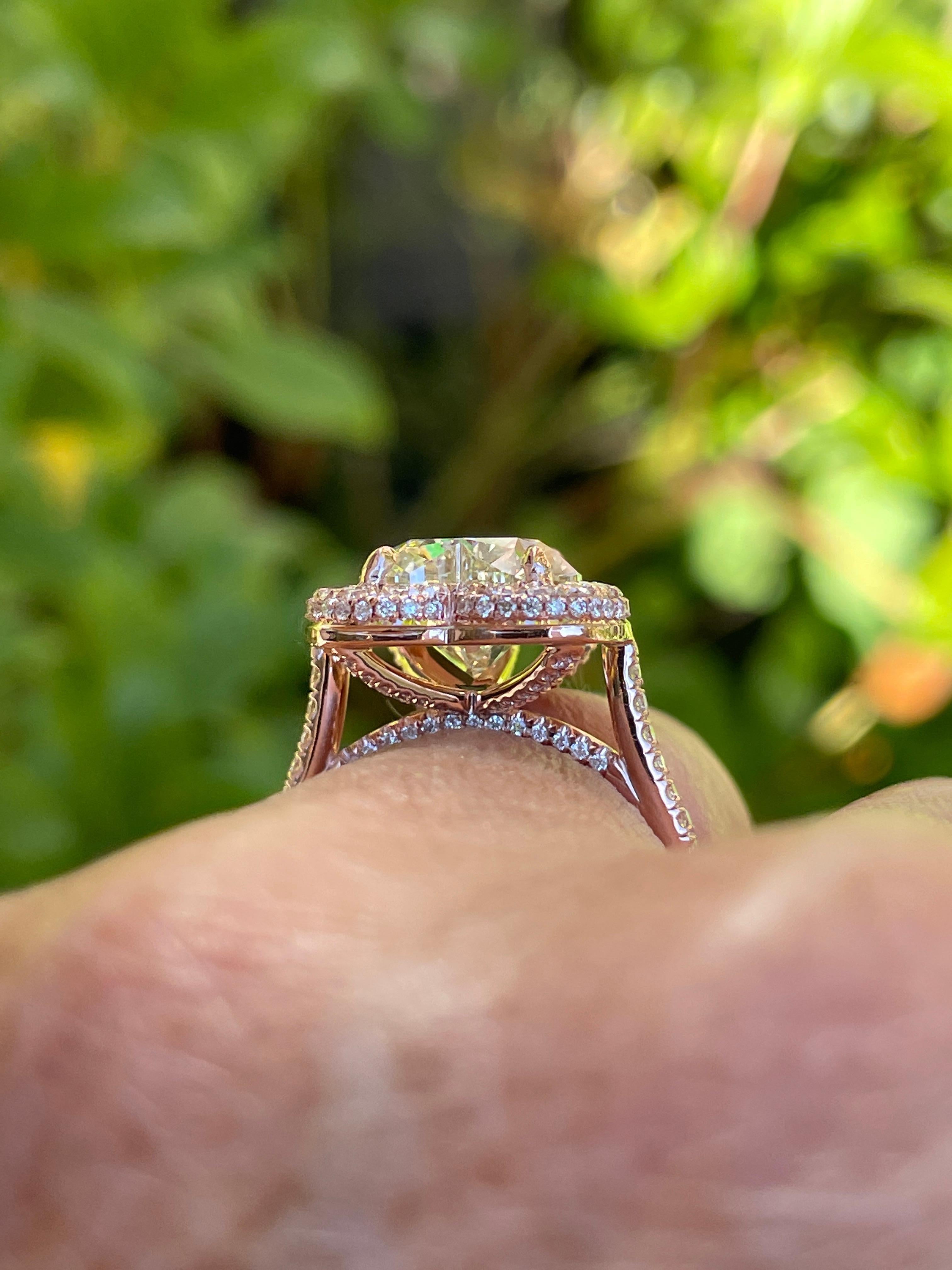GIA  Verlobungs-/Ehering mit 5,06 Karat Diamant im Vintage-Stil  Roségold-Ring im Angebot 7