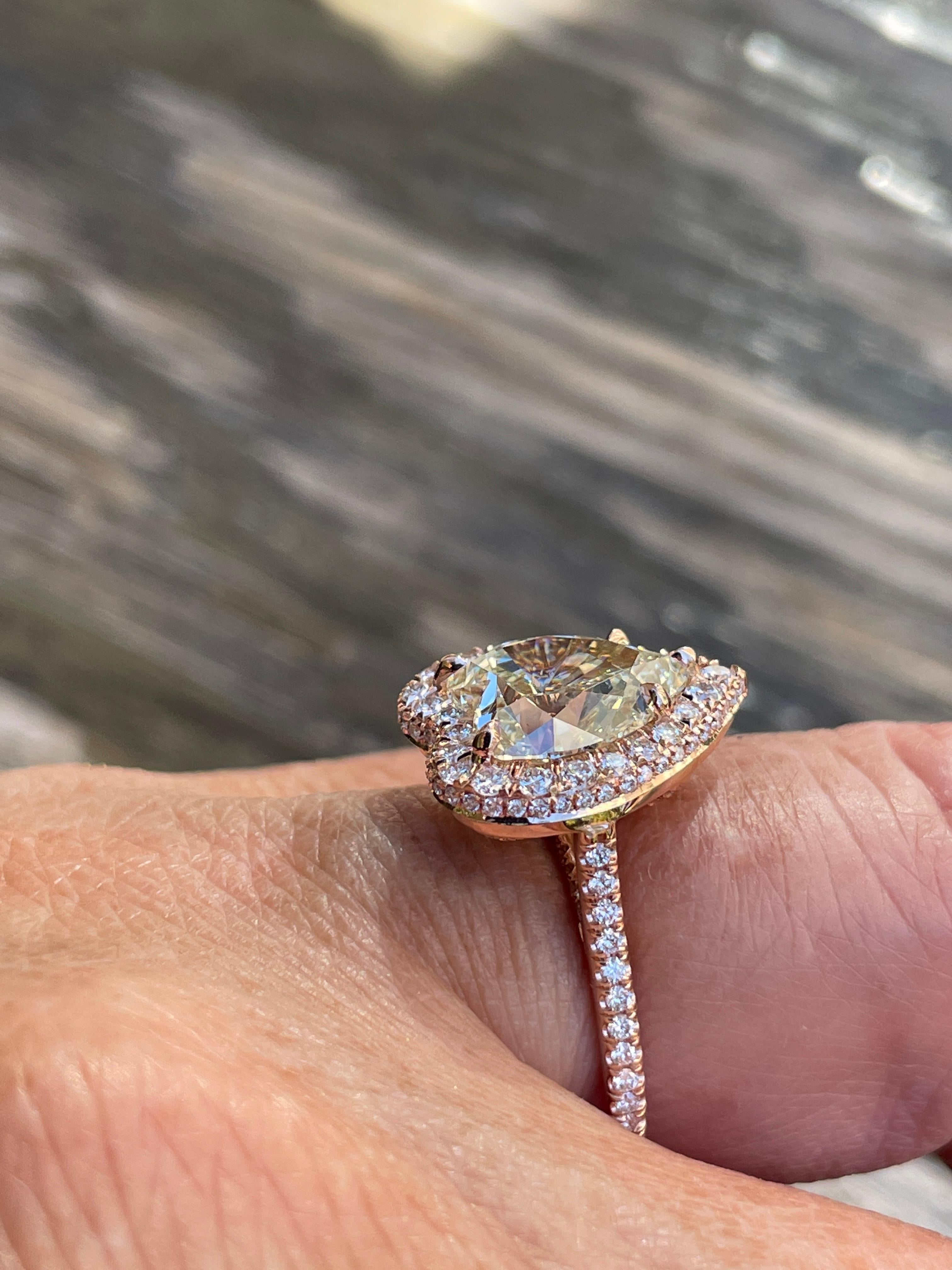 GIA  5.06ct Estate Vintage Heart Diamond Engagement Wedding  Rose Gold Ring For Sale 5