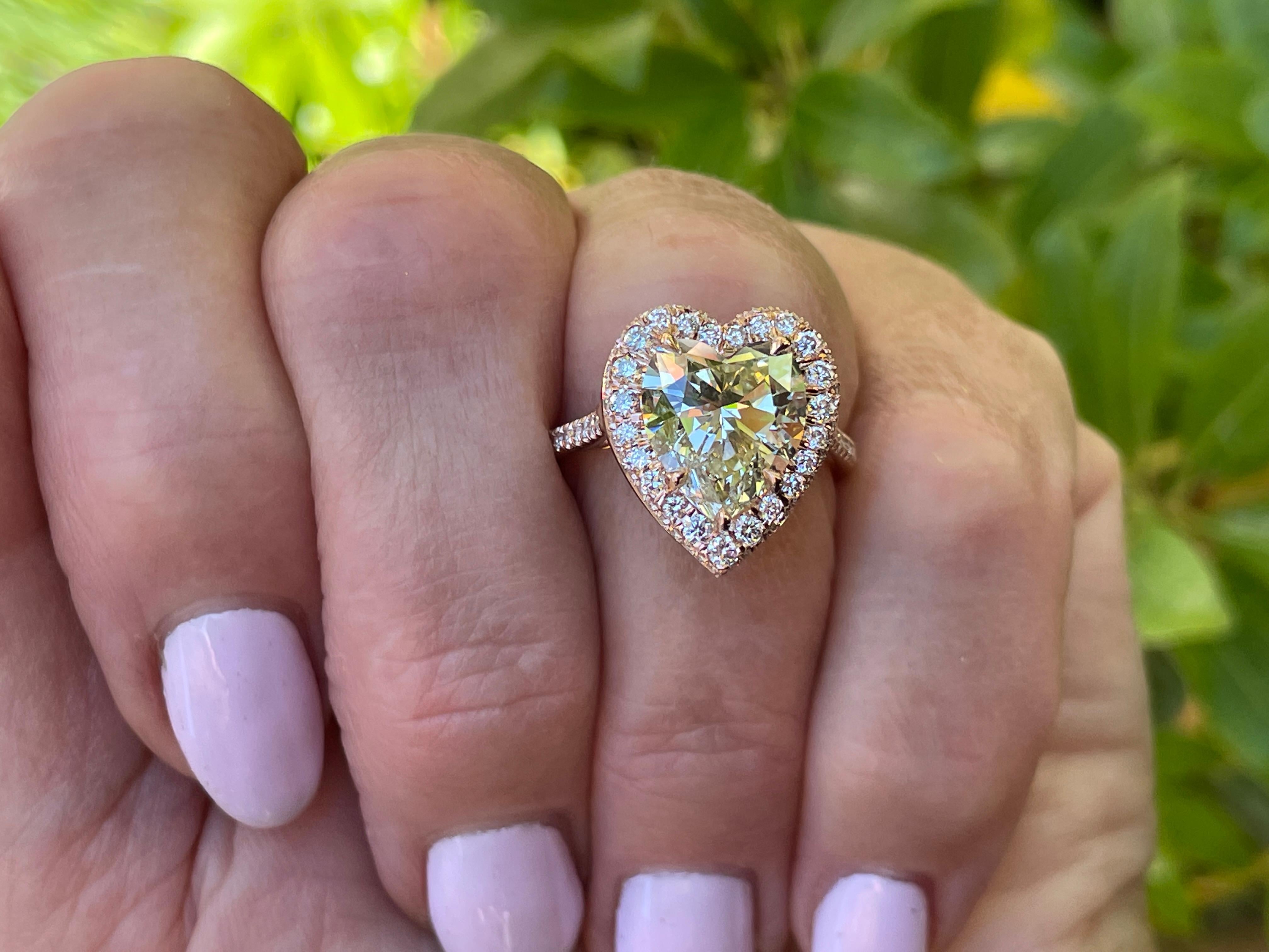 GIA  5.06ct Estate Vintage Heart Diamond Engagement Wedding  Rose Gold Ring For Sale 8