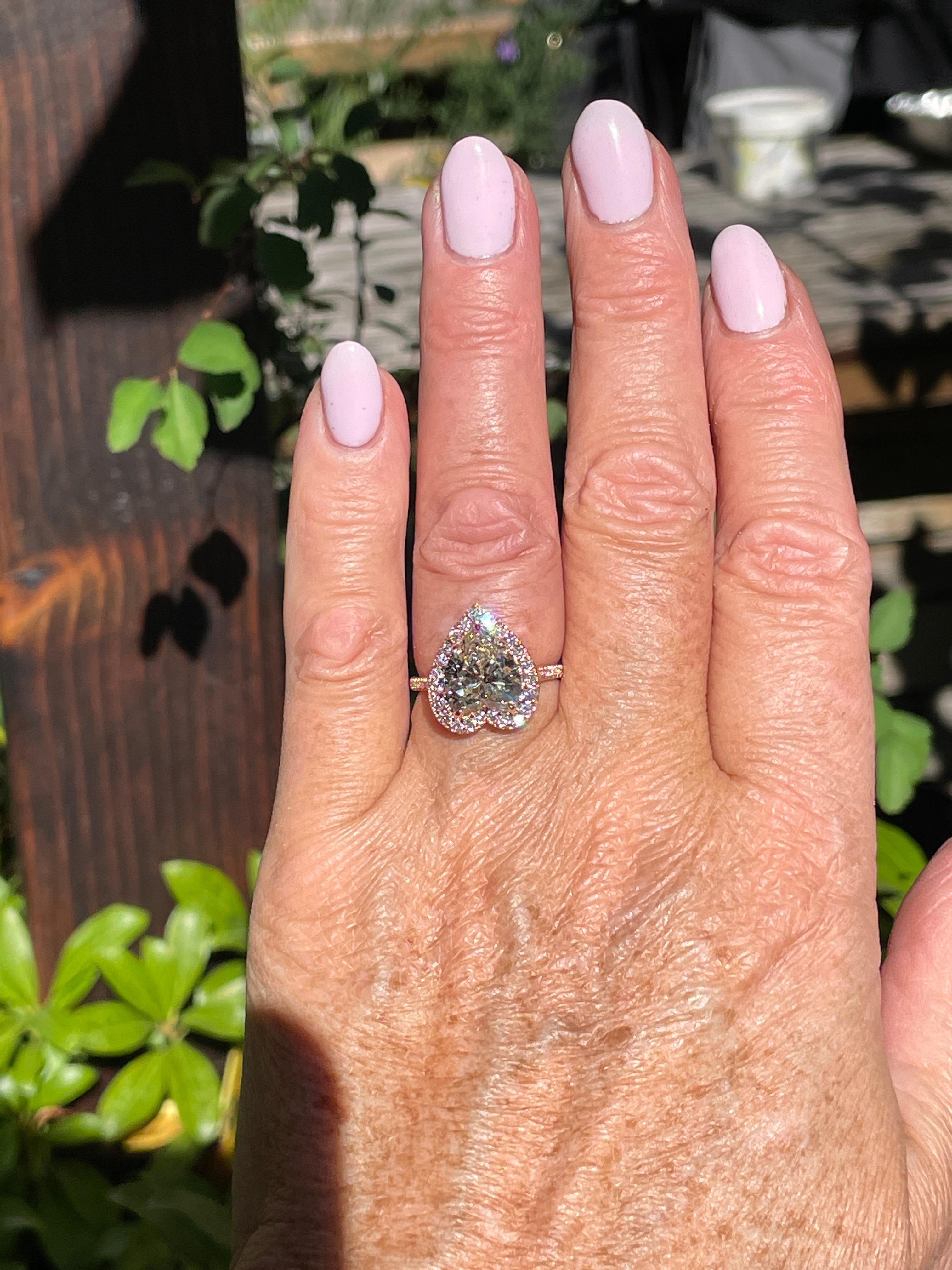 GIA  Verlobungs-/Ehering mit 5,06 Karat Diamant im Vintage-Stil  Roségold-Ring im Angebot 12