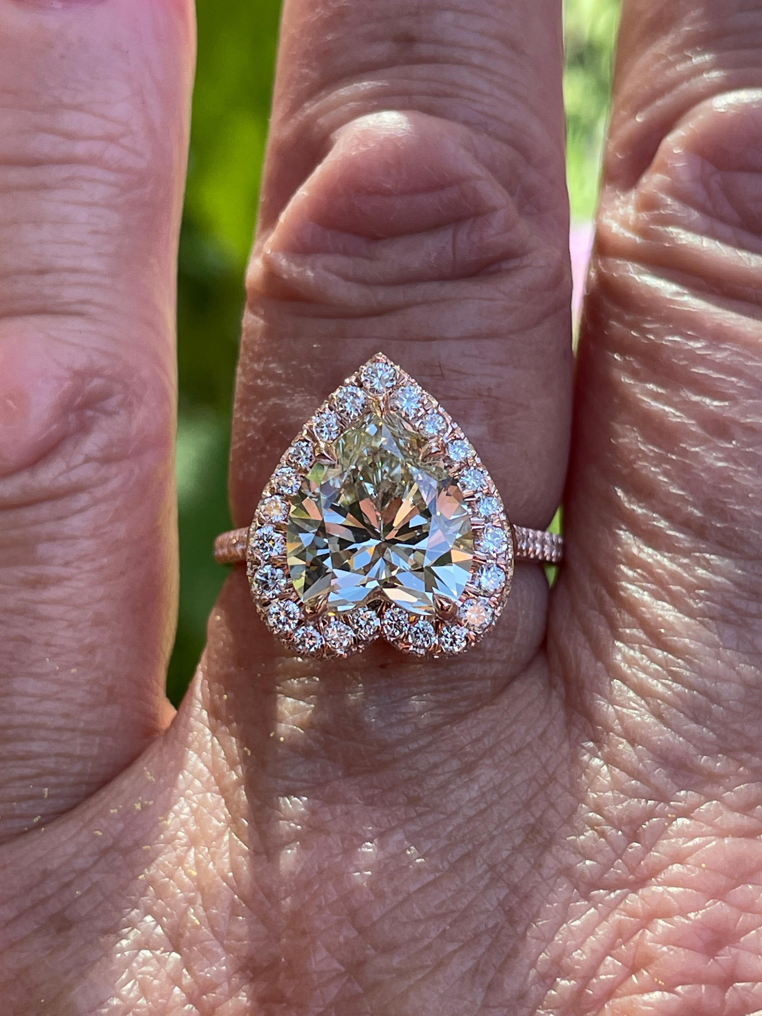 GIA  5.06ct Estate Vintage Heart Diamond Engagement Wedding  Rose Gold Ring For Sale 10