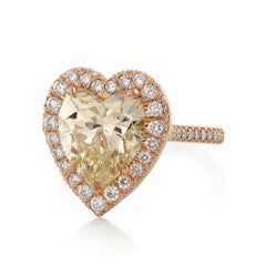 GIA  5.06ct Estate Vintage Corazón Diamante Boda de Compromiso  Anillo de oro rosa