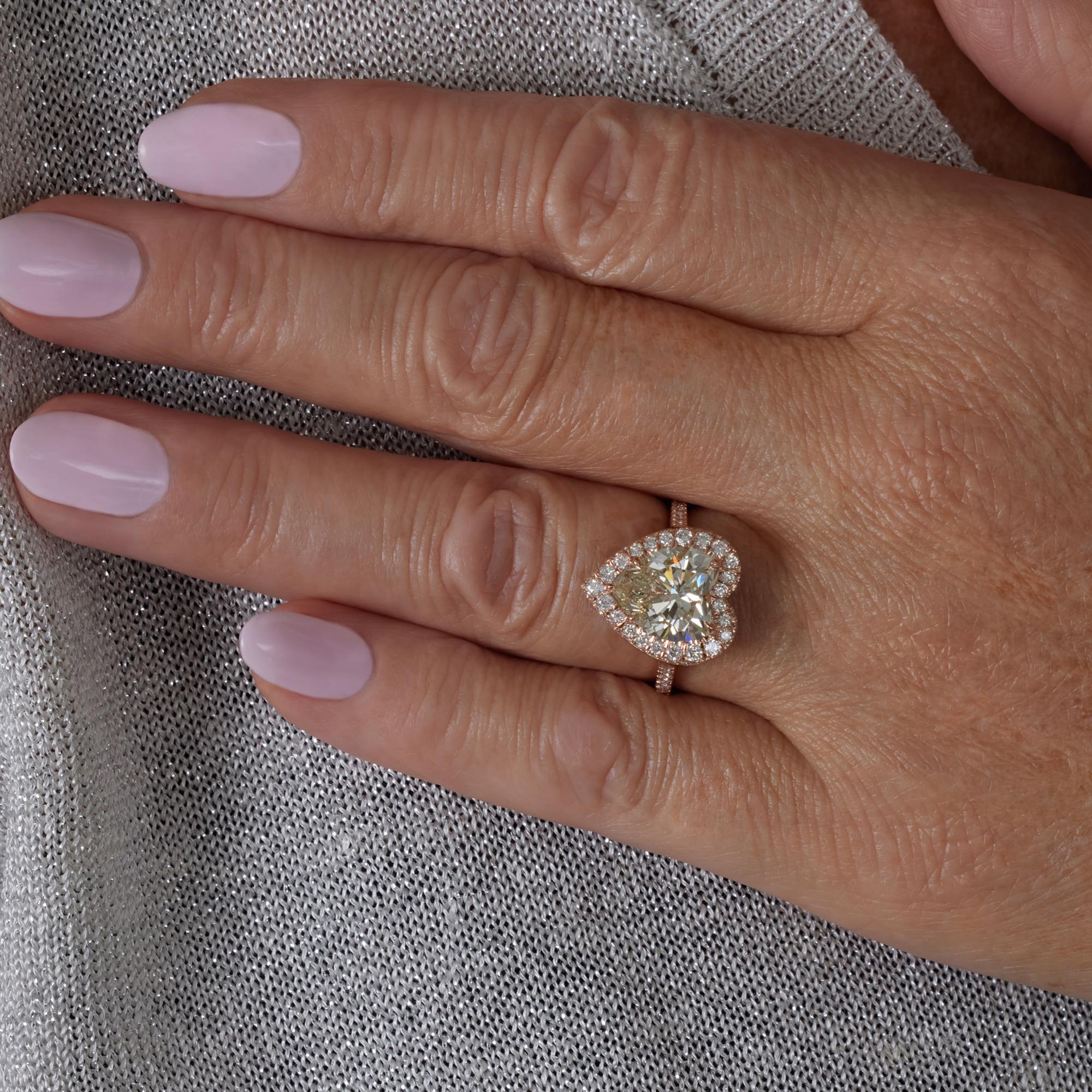 GIA  Verlobungs-/Ehering mit 5,06 Karat Diamant im Vintage-Stil  Roségold-Ring (Romantik) im Angebot